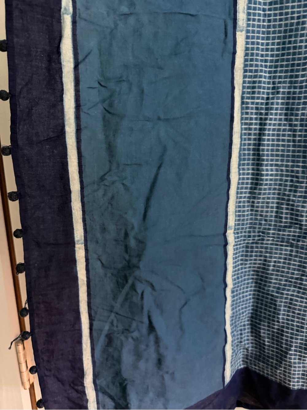 Toast indigo checked cotton scarf - Picture 2 of 4